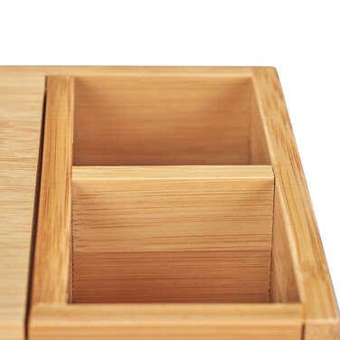 Relaxdays Bamboo Touchless Soap Dispenser with 2 Compartments