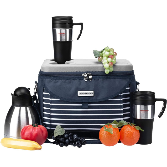 Термосумка Anndora 22 л, 35 x 24 x 27 см, для пікніка, блакитний/білий колір