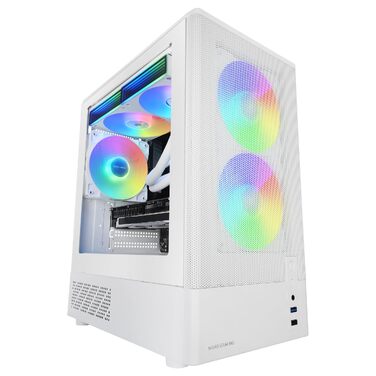 Ігровий корпус Mars Gaming MC-3TCORE MicroATX, панорамне скло, підтримка рідкого охолодження, білий (MC-ONYX)