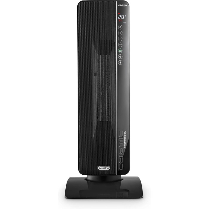 De'Longhi Ceramic Heater TCH8993ER.BC, Ceramic Heater Fan with 3 heating levels for rooms up to 70m³, Silent Technology, rotating base, 24h timer, frost protection function, summer ventilation, Black