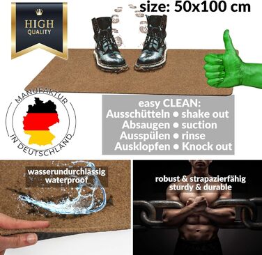 Килимок для дому ANRO: міцний, водонепроникний, для входу, порогу, кухні, спальні. Розмір 40x60 см, матеріал - кокос