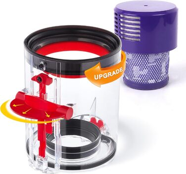 Dyson V10 Fluffy Motorhead Vacuum Dust Bin Replacement - HEPA Filter Included