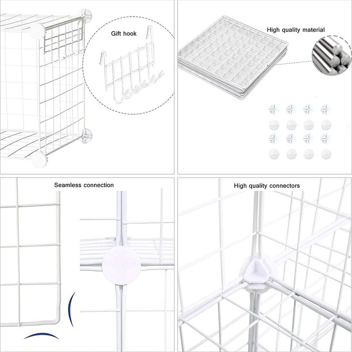 C&AHOME Wire Cube Storage, 6 - Metal Cube Organizer with C-Grid, Modular Shelf Units, Storage Shelf Racks, Closet Organizer, 93.5 in L x 31.8 in W x 93.5 in H, (8 Cubes, White)