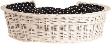 Wicker Dog Basket for Dog and Cat - Dog Bed, Cat Bed with Cushion, Pet Basket, Woven Cat Basket 60x43 H19 cm (80 x 60 x 26 cm, Beige)