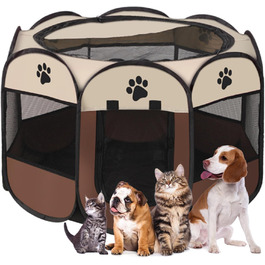 Складана переносна тачка-ліжечко для тварин, для собак, котів та кошенят, дихаючий сітчастий матеріал, легка, для дому та вулиці, темно-коричнева