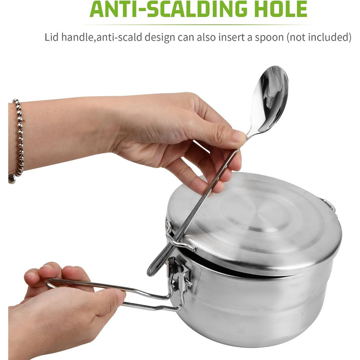 Набір кухонного посуду Anseom для кемпінгу, алюміній, складний, для 1-2 осіб, для туризму, риболовлі, пікніка