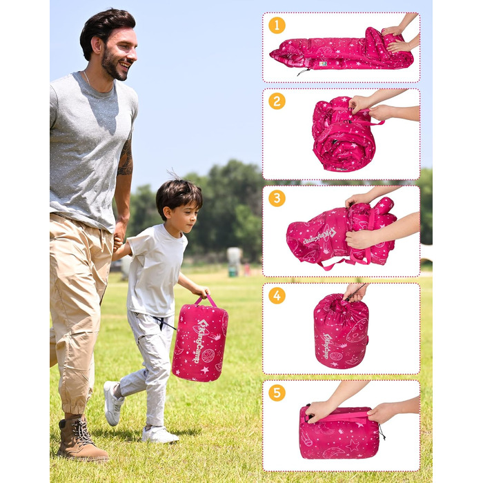 KingCamp Kids Sleeping Bag - Winter Warmth, 3-4 Season Comfort for Camping & Trekking - 170x70cm, 7°C Rating, Adjustable Length