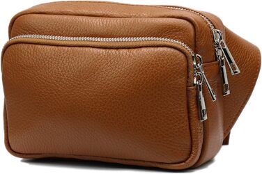 Чоловіча/жіноча поясна сумка на пояс з натуральної шкіри Jisoo G412 (Cognac) 18x13 см