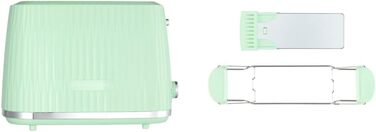 Тостер Russell Hobbs Eden з 6 рівнями підсмажування, підйомний механізм, функції розморожування, підігріву та зупинки, зйомний піддон для крихт, насадка для тостів, колір Pistazie (27374-56)