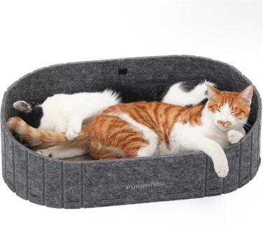 Кразбокс для котів FUKUMARU: диван з картону та фетру, 61 см, сірий