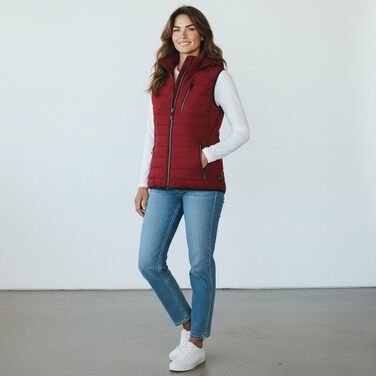 Степлена жилетка Blue Wave Nathalie з відстібаною капюшоном - жіноча жилетка, гранатовий колір, розмір 44