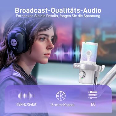 MAONO DM40 PRO Бездротовий мікрофон для ПК з RGB-підсвічуванням та ШІ-зміною голосу, 3-рівневим шумозаглушенням, для геймінгу, подкастингу та стрімінгу