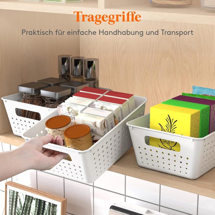 Набір 12 пластикових кошиків Lifewit, чорні та білі, органайзери для зберігання, штабельовані контейнери для полиць, кухні, ванної, офісу, шафи, 8 великих і 4 малих