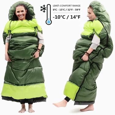 Спальний мішок для кемпінгу, 0°C, легкий, водонепроникний, для дорослих та дітей, -10°C, для подорожей та походів