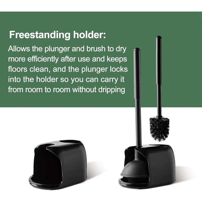 Набір для чищення унітазу 2-в-1 Eyliden з щіткою та підставкою, чорний