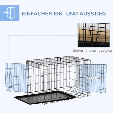 Клітка для собак PawHut з замком, подушкою та столиком, 80x56x63 см (чорний)