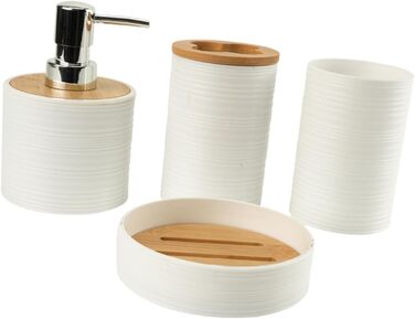 Набір аксесуарів для ванної кімнати Perfk 4X: мильниця, стакан для води, тримач для зубних щіток, зелений (білий)