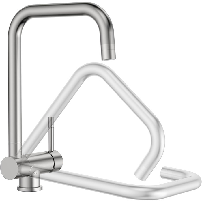 Змішувач кухонний висувний з нержавіючої сталі, 360° поворот, 4 режими, високий вилив, для мийки, ABS-розпилювач, G3/8 з'єднання (тільки для EU)