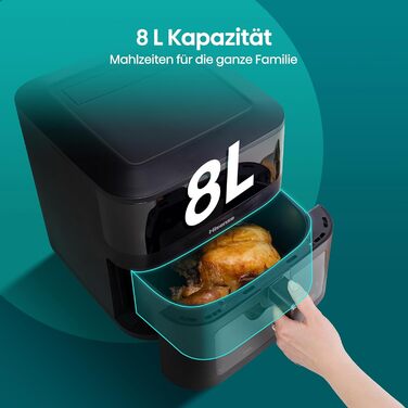 Фритюрниця без олії Hisense HAF2700DCD, 2700 Вт, 11 л, 8 програм, антипригарне покриття, дисплей, енергоефективна, SyncServe, чорна