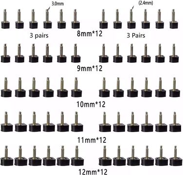 YEHAM 25 Pairs of Heel Tip Replacement Kit - 5 Different Sizes (8/9/10/11/12 mm) for Women's High Heel Shoes