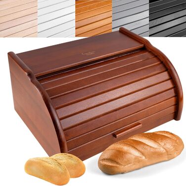 Дерев'яний хлібний ящик Creative Home | 38 x 28,5 x 17,5 см | Для хліба, булочок, тортів | З відкидним кришкою | Натуральний | Підходить для будь-якої кухні (колір: коричневий)