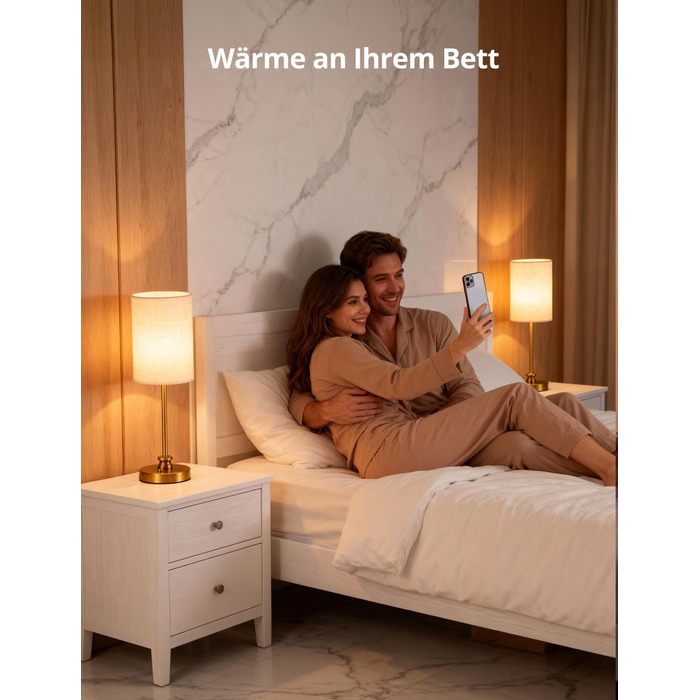 Настільна лампа Bojim 2 шт. Retro LED з USB зарядкою, регульоване освітлення, тканинний абажур, металевий корпус, для спальні та вітальні