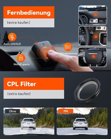 Автомобільний відеореєстратор VANTRUE N5 з сенсором STARVIS 2, 4-канальний (2.7K + 3x1080P), передня, задня та внутрішні камери