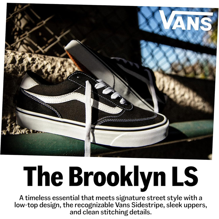 Чоловічі кросівки Vans Brooklyn з замші, чорний/асфальт 43 EU, канва білий білий