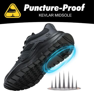 Черевики безпеки унісекс з металевим носком. Легкі, антиковзкі, дихаючі, водонепроникні літні черевики з посиленою підошвою (35 EU, M103 Чорний)