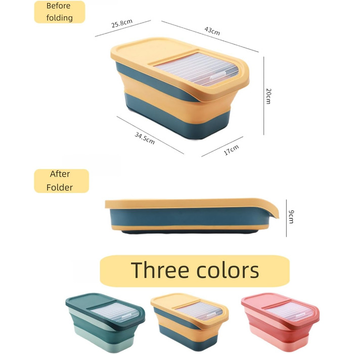 Контейнер для корму для собак та котів, складний, вологостійкий, 10 кг, зелений
