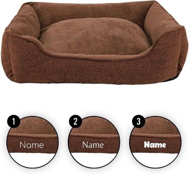 М'яке ліжко для собак Lionto знімний чохол, 75x60 см, коричневе, для собак та котів, з антиковзким дном