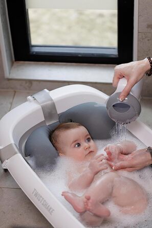 Twistshake Non-Slip Baby Bathtub Cushion for Newborns | Soft and Foldable Shower Cushions for Toddlers | Floating Air Cushion for Baby Bathing | 0 Months+ | Pastel Grey