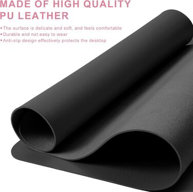 Килимок для столу Zanfqvo 90x43 см - XXL килимок для миші з PU-шкіри, вологостійкий та антиковзний - багатофункціональний килимок для офісу/дому/ноутбука (Сріблясто-сірий)