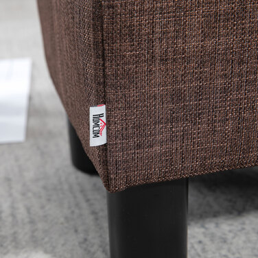 HOMCOM Footstool Ottoman - Holds up to 100 kg, Rectangular Upholstered Footstool for Living Room, Hallway, Brown, 40 x 30 x 24 cm