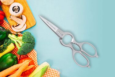 Професійні кухонні ножиці Claveles з нержавіючої сталі, лінія Cook, з мікрозубчастим лезом, для продуктів, з відкривачкою та горіхоколом, 20 см