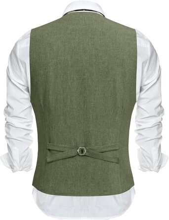 Жилет чоловічий костюмний COOFANDY з кишенями, V-подібний виріз, для весілля та ділових зустрічей (Оливковий, XXL)