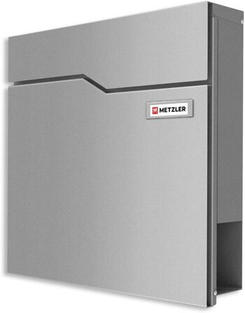 Поштова скринька Metzler Hoffmann з табличкою для імені та відділенням для газет – настінна металева, порошкове покриття, стійка до погодних умов, колір сірий алюміній Ral9007