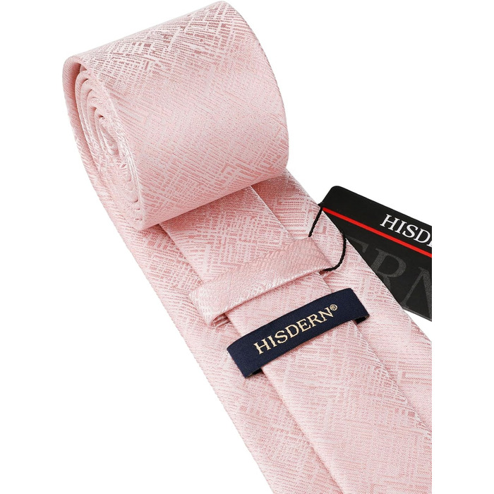 Краватка для чоловіків Hisdern однотонна формальна краватка з нагрудним хустинкою, комплект. Класичний стиль, для весілля, ділових зустрічей, вечірок (Рожевий)