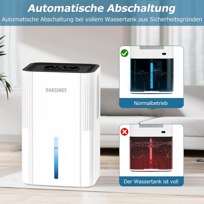 Електричний осушувач повітря 2800 мл | Тихий осушувач для дому з авто-розморожуванням та таймером | Осушувач для підвалу, ванної кімнати | 7-кольорове LED підсвічування з нічним режимом, 500 мл/на добу