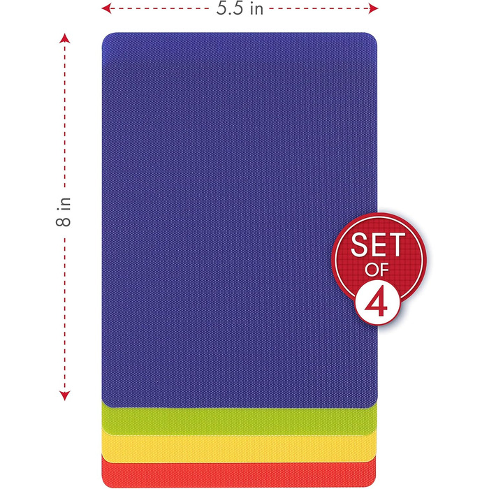 Нековзкі килимки для обробної дошки Dexas, 4 шт., 14 x 20 см, різні кольори (сірий, червоний, білий, зелений)