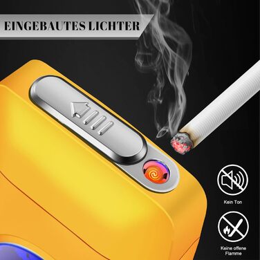 Вишукане екіпірування для курця: тютюнониця Lafagiet XL666 з запальничкою, вміщує 18 сигарет King Size, LED-дисплей, подарунок на День батька