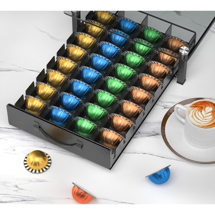 Тримач для капсул кави Nespresso Vertuo та Dolce Gusto на 50 капсул, металевий, сірий
