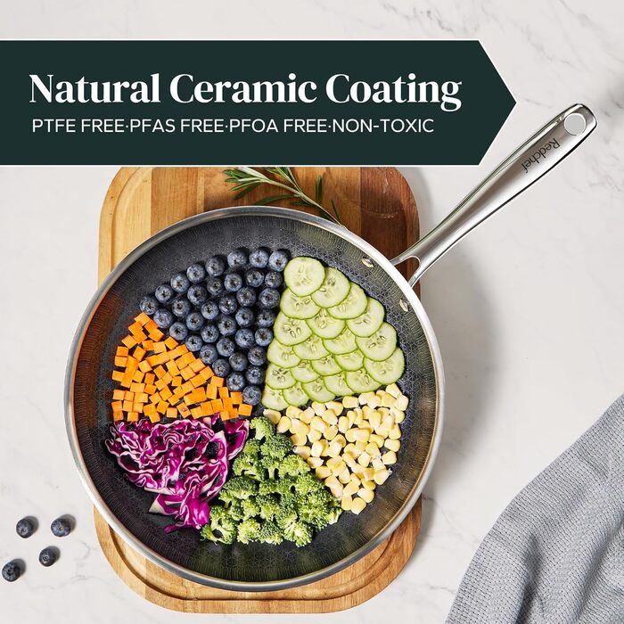 Набір сковорідок Redchef Antihaft з антипригарним керамічним покриттям, 3 шт., 20+26+30 см, чорний