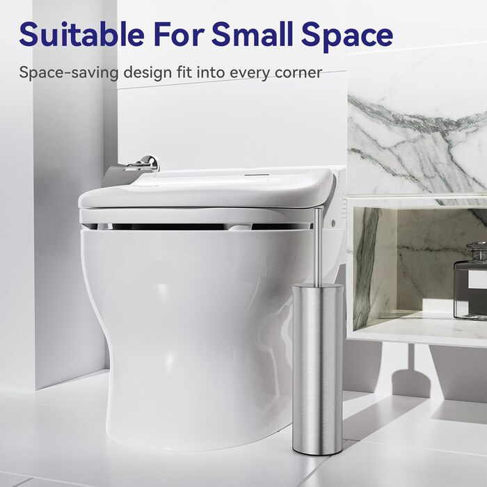 Набір для туалету DOWRY: щітка для унітазу з тримачем, 2 насадки, металева, для ванної кімнати (сріблястий, циліндричний)