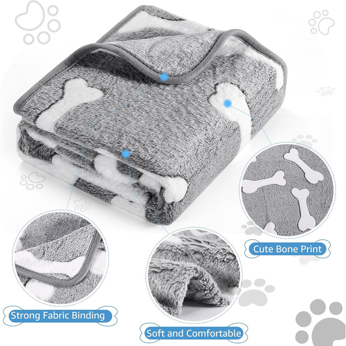 3 штуки флісові підстилки для собак - миючі, 104x76 см, сірі. Підстилки для собак, котів, цуценят. Захист диванів та ліжок.