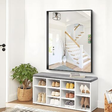 Дзеркало настінне прямокутне без рами 75x75 см для ванної, спальні, вітальні. Чорний колір, вертикальна/горизонтальна орієнтація