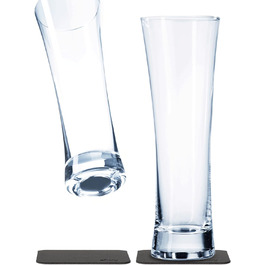 silwy® Magnet Glasses, fine crystal glasses with perfectly integrated magnets and metallic Nano-Gel coasters (Beer // 0.3 liters)