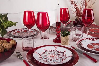 Excelsa Mandala Червоний Сервіз для Столу, 18-Piece, Порцеляна