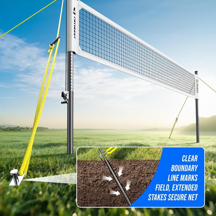 Portable Professional Volleyball Net Set for Outdoor Use - Adjustable Aluminum Poles, Winch, Ball & Carry Bag