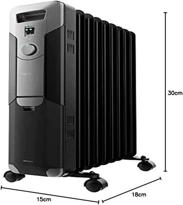 Електричний масляний радіатор Cecotec ReadyWarm 11000 Space - 2500 Вт, 11 ребер обігріву, 3 режими, 25 м², з кабелеутримувачем, ручкою та колесами (білий/чорний, 2000 Вт)